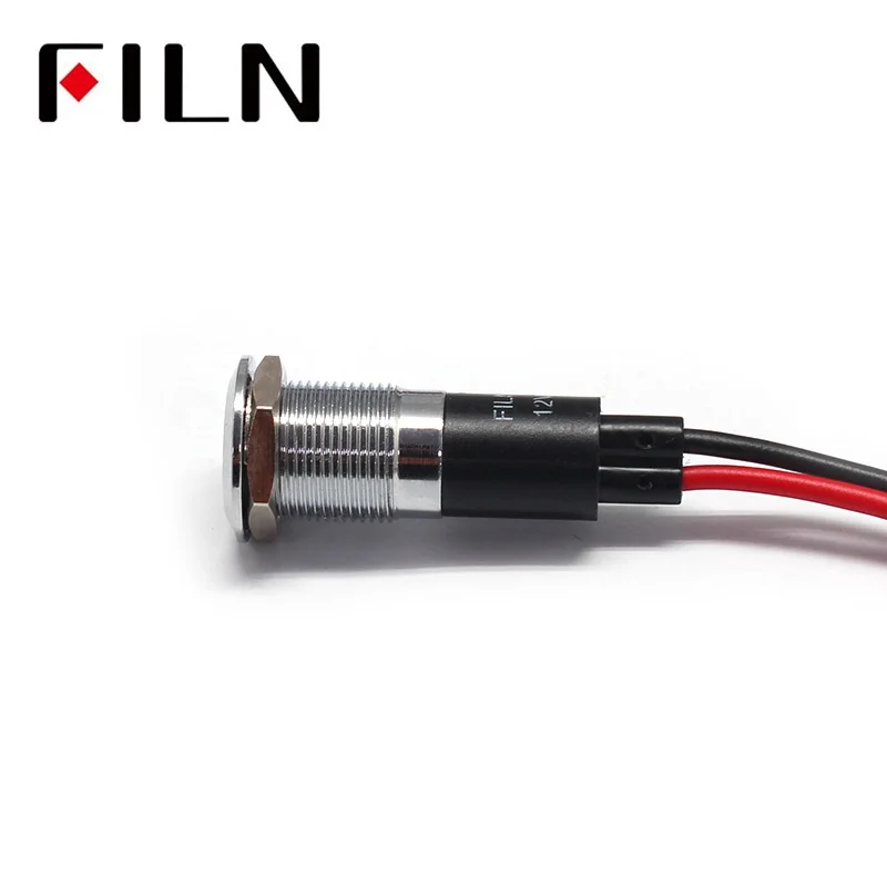 Filn 12MM 380V Red LED Waterproof Medical Equipment Metal Indicator Lights Screw Terminal With Wire Leading