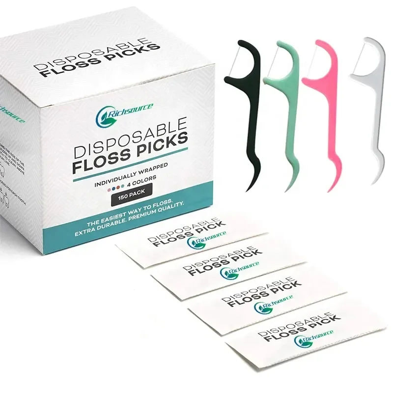 Colorful Wholesale Tooth Flosser Mint Dental Toothpick Eco Charcoal Bamboo Floss Pick