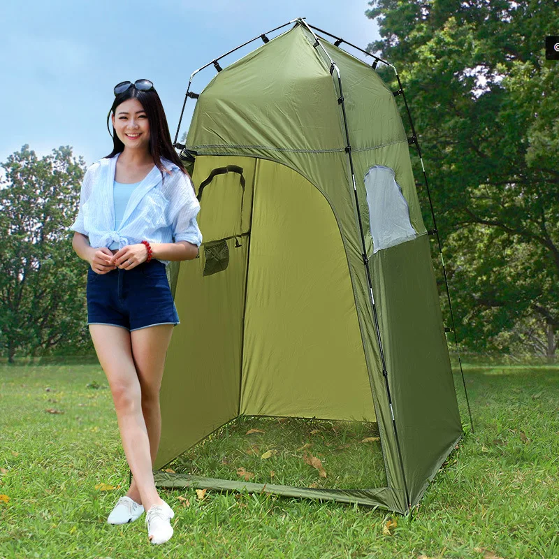 Outdoor Portable Mobile Toilet with Fully Shaded Shower Tent Waterproof Oxford Fabric for  Changing Clothes Bathing