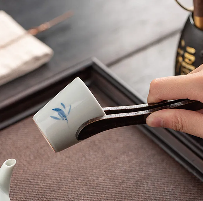 Black Wood Tea Accessories Pottery Six Gentlemen Tea Ceremony Set