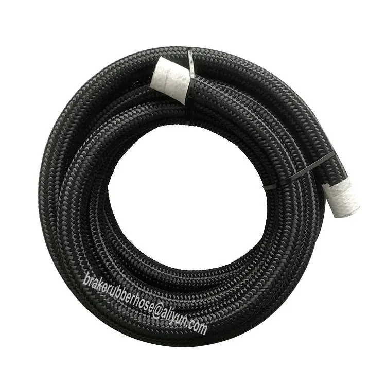 
AN12 car universal modification stainless steel wire braiding black nylon woven cover oil cooler automotive fuel hose 