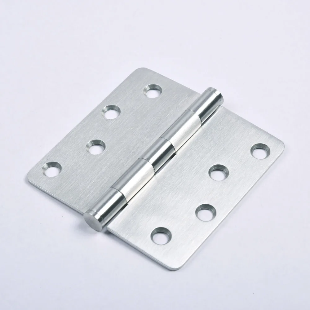HM1235 4 inch Stainless Steel 201 Hinge Half Large Rounded Corner Frosted Brushed Stainless Steel Color Furniture Hinge