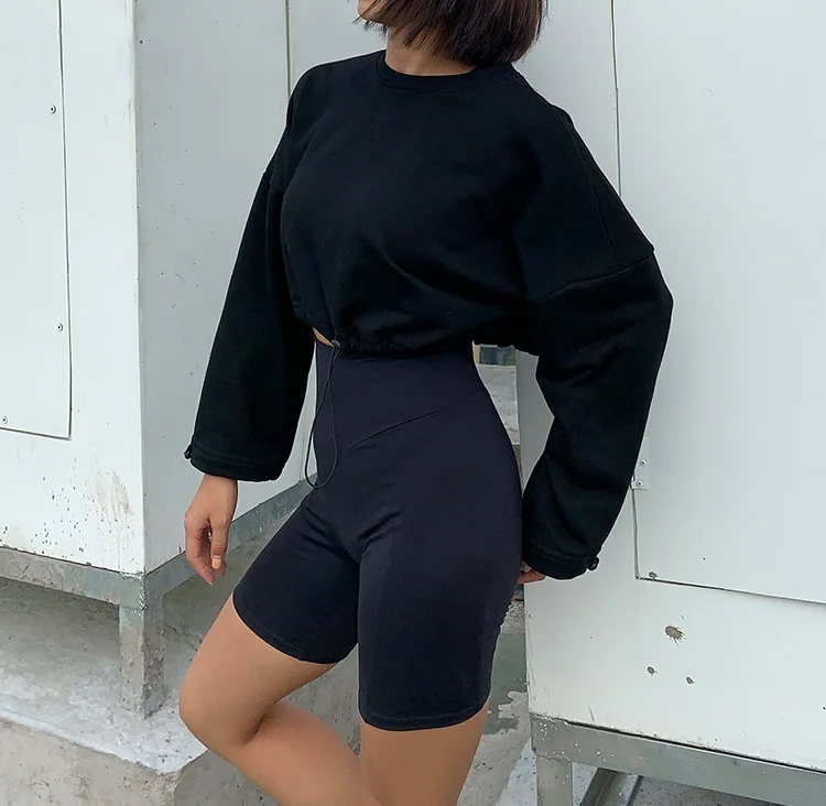 Women Blank Cropped Top Hoodies Gym Fitness Plain Crop Top Hoodie Girls White Cropped Hoodie