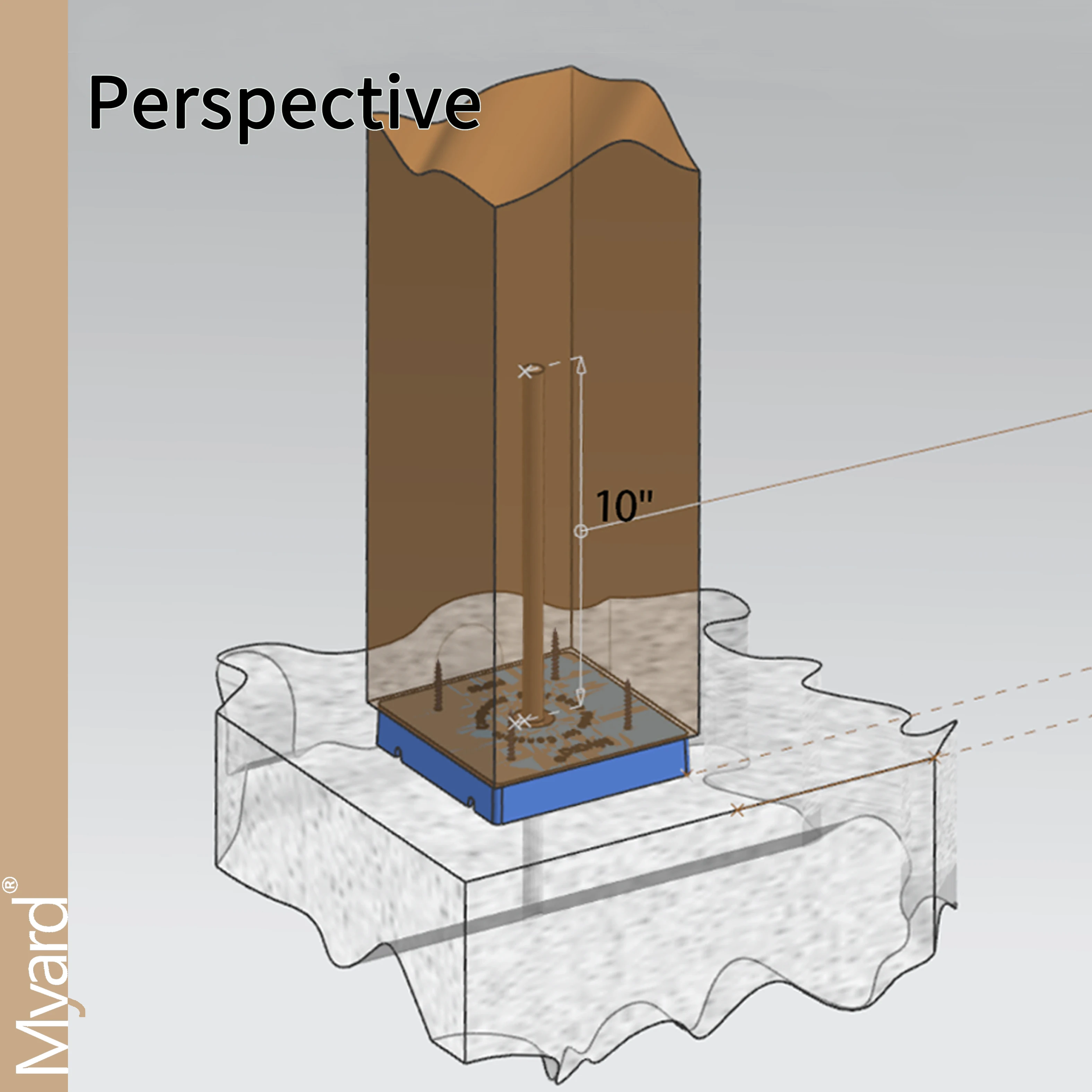 Myard Anti-UV Glass Fiber Nylon Post Base Plate For 4X4 Inches Wood Required 1 Inch Stand-Off From Concrete Ground