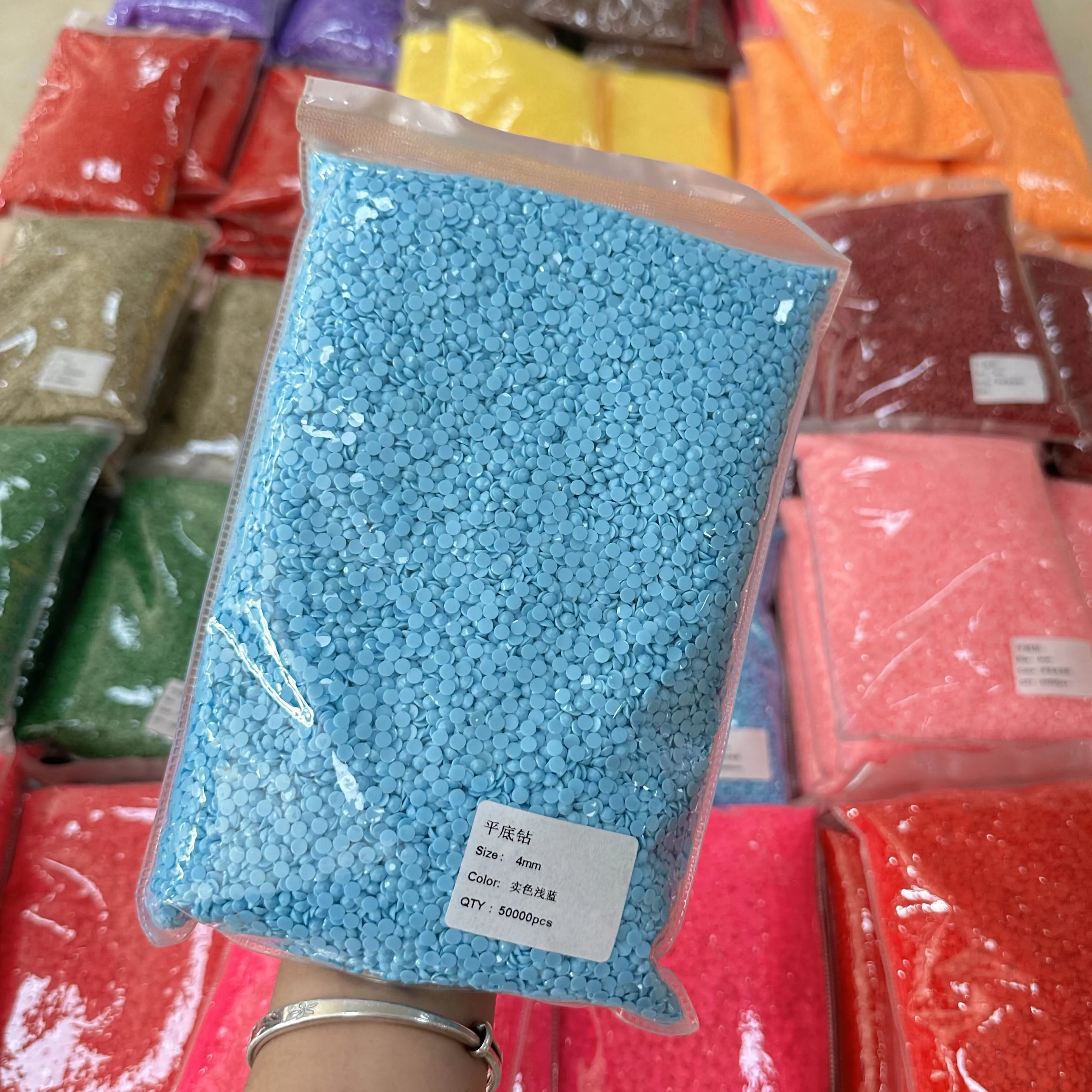 WHATSTONE Free Sample New Color 3mm 4mm 5mm Flatback Jelly Solid Wholesale Resin Rhinestone
