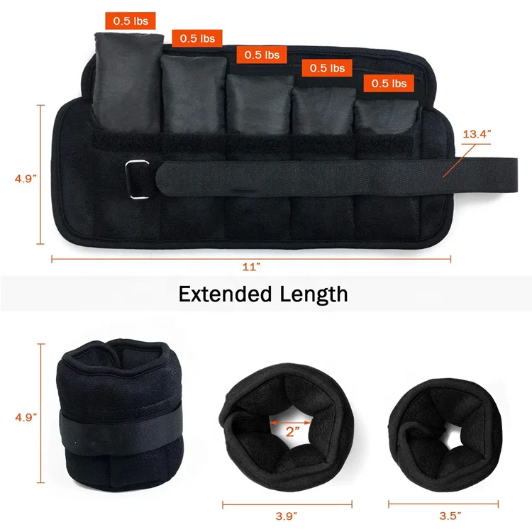 Wellshow Sport Adjustable Ankle And Wrist Straps Weight Set with Removable Iron Sand Pocket For Women Men Exercise