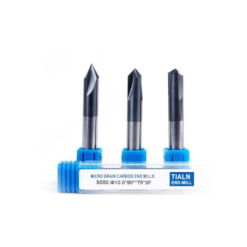 Customized Tungsten Carbide 60 Degree Chamfering End Mill 2 / 3 Flutes V Groove Chamfer Milling Cutter