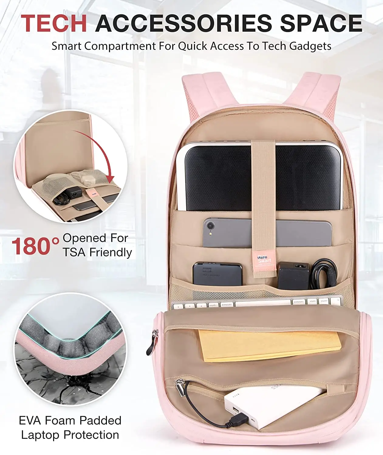 Super Large Water Resistant USB Accessible Travel Laptop Backpack for Business Work PC Material Casual Daypack with Free Sample