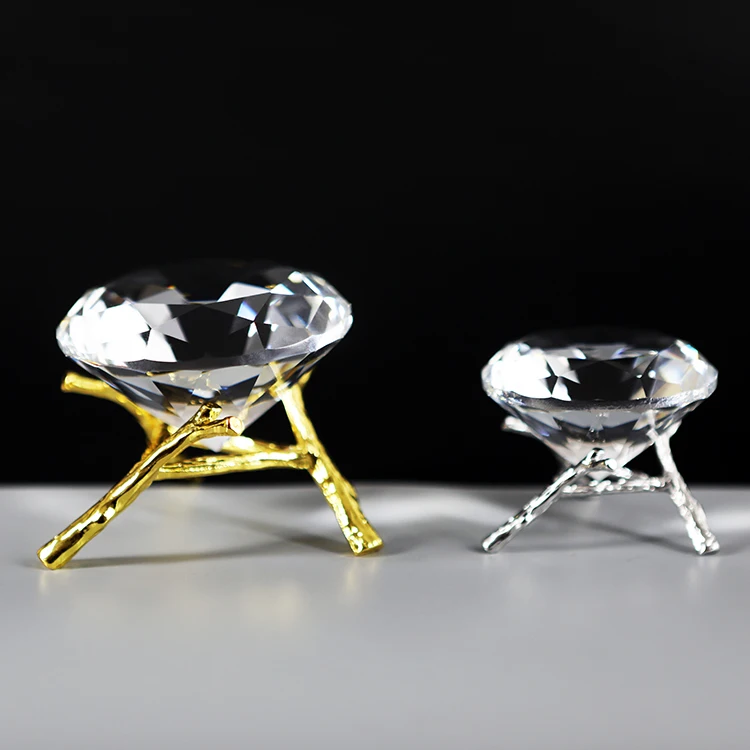 Wholesale Engraved Glass 50mm Diamond Custom K9 Crystal Diamonds Paperweight With Stand For Home Decoration