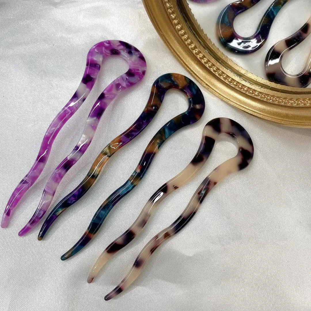 Women Fancy Vintage Hair Sticks Acetate Accessories Candy Custom Hairpins Fashion multi colors for