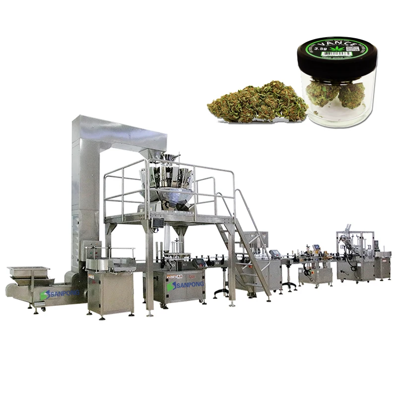 1-60g High accuracy CBD THC hemp flower packaging line automatic weighing filling and sealing machine for can/bottle/bag