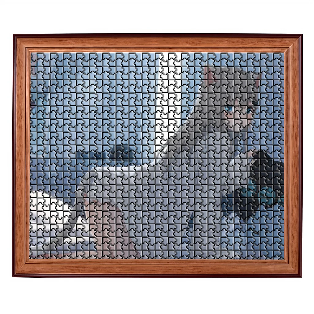 BOKESI 200 piece cosplay cat girl jigsaw adult puzzle games with custom frame