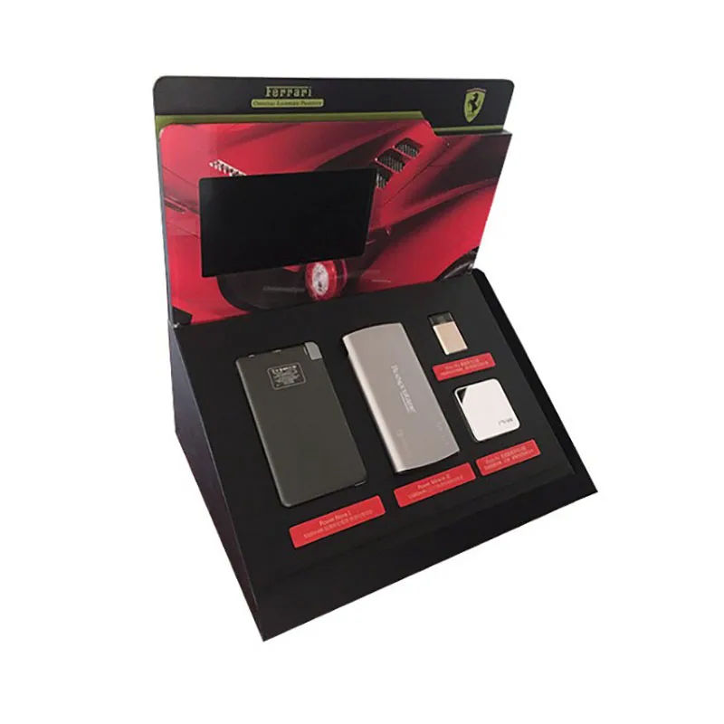 
Custom logo Hot selling Recyclable black Acrylic Display rack for Mobile power supply in Supermarket Display 