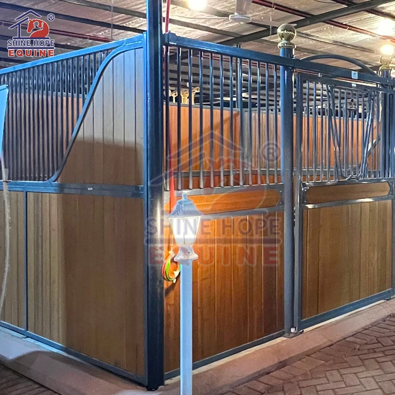 standard horse stables with sliding door 12 x 12 steel internal bamboo wood board panel horse stall iron rod horse stables