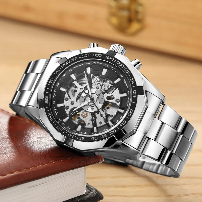 Luxury Men Metal Automatic Mechanical Watches 3ATM Waterproof Clock Luxury Business Luminous Male Watch Glass Leather Round 45mm