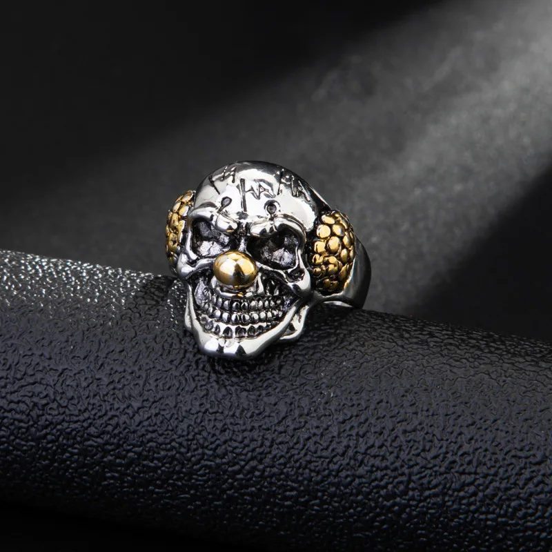 New Arrivals Fashion Luxury Yellow Clown Skull Rings Men Man Male  Jewelry Ring Jewellery