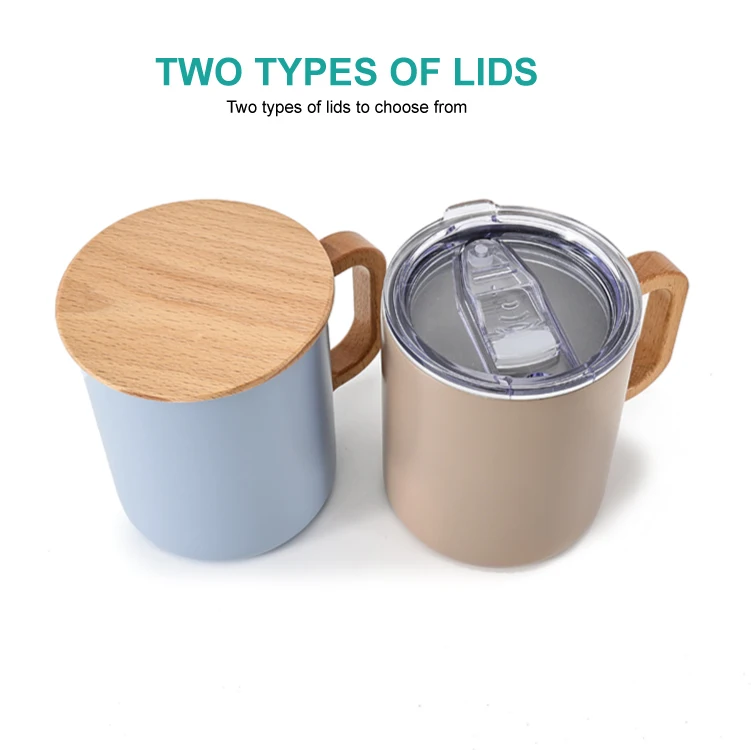 Customized 10oz 12oz Sublimation Coffee Mug Stainless Steel Insulated Tumbler with Bamboo Lids