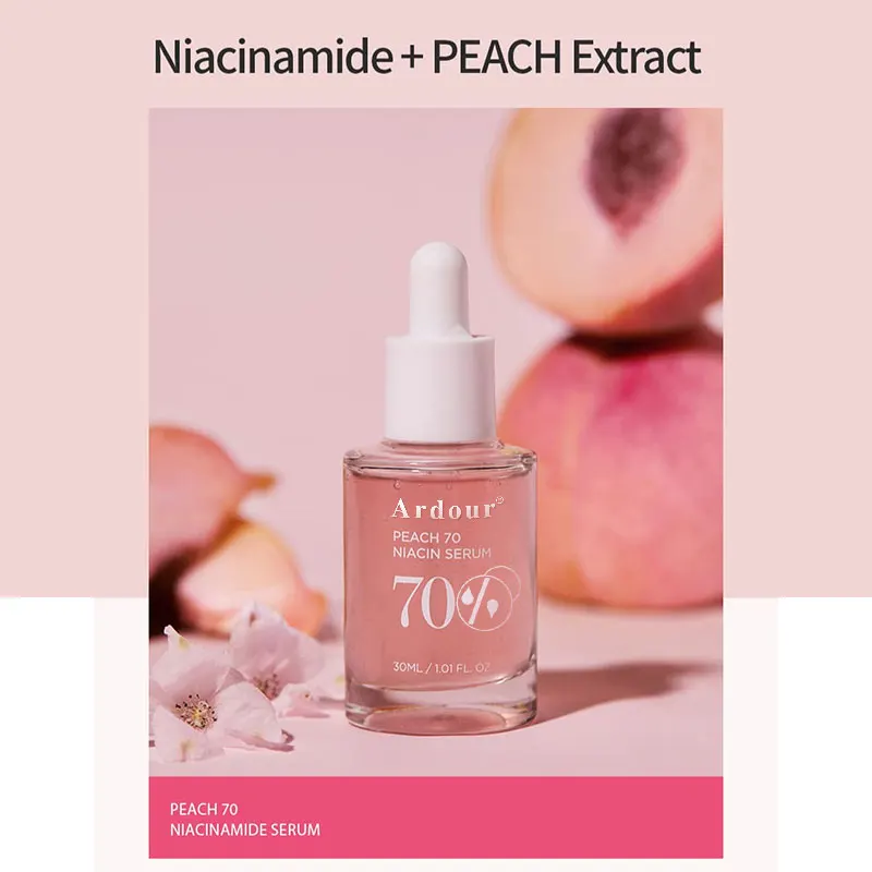 OEM face brightening serum daily clean beauty Peach 70% Niacinamide Serum 30ml organic face essence