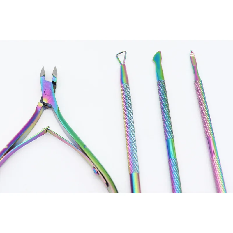 K727 Cuticle Scissor Nail Cuticle Pusher Tweezer Colorful Cutter Nipper Clipper Dead Skin Remover Manicure Nail Art Tool