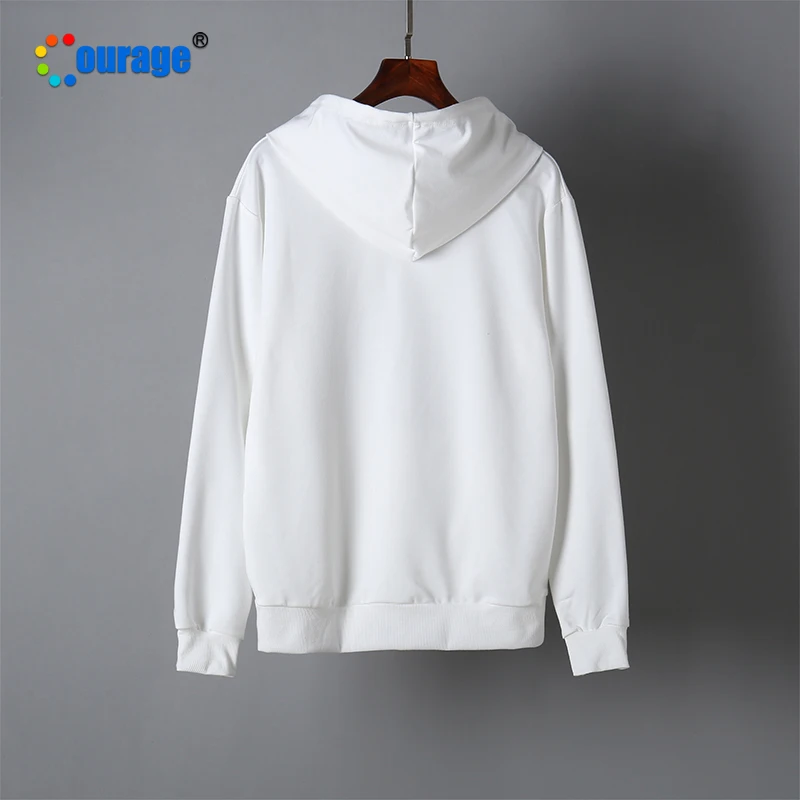 wholesale sublimation white 100% polyester hoodie blank with pocket