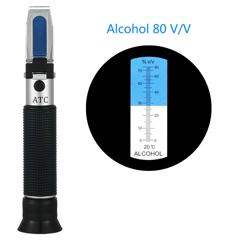 Handheld 0-80% alcohol ATC spirits test single scale adjustable manual focusing aluminum refractometer