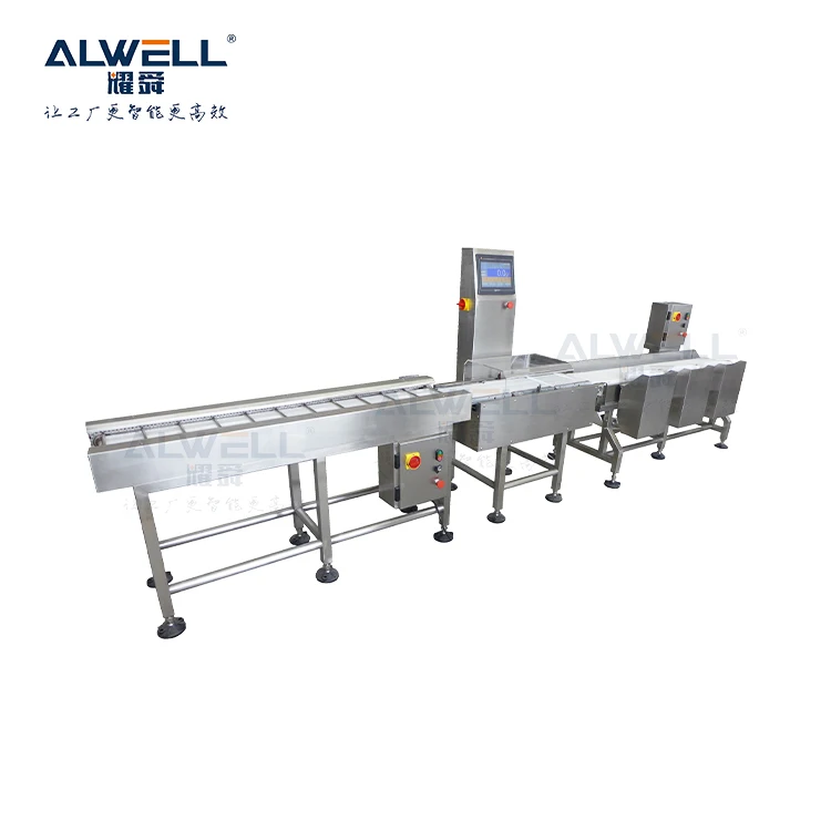 Automatic shrimp grader weight sorter checkweigher chicken fish conveyor belt package seafood grading sorting machine
