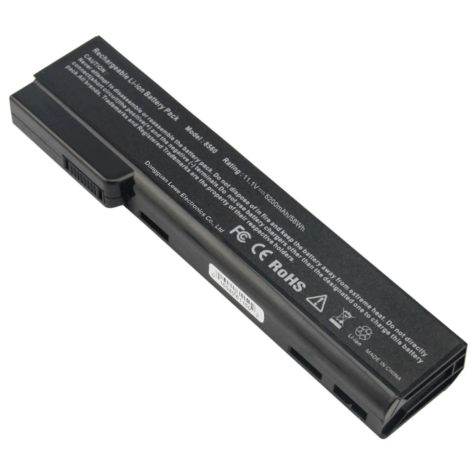 Factory Wholesale Laptop Rechargeable Li-ion Battery14.8v 5200mAh  Compatible For HP 8560 Series 6 Cells Laptop Battery