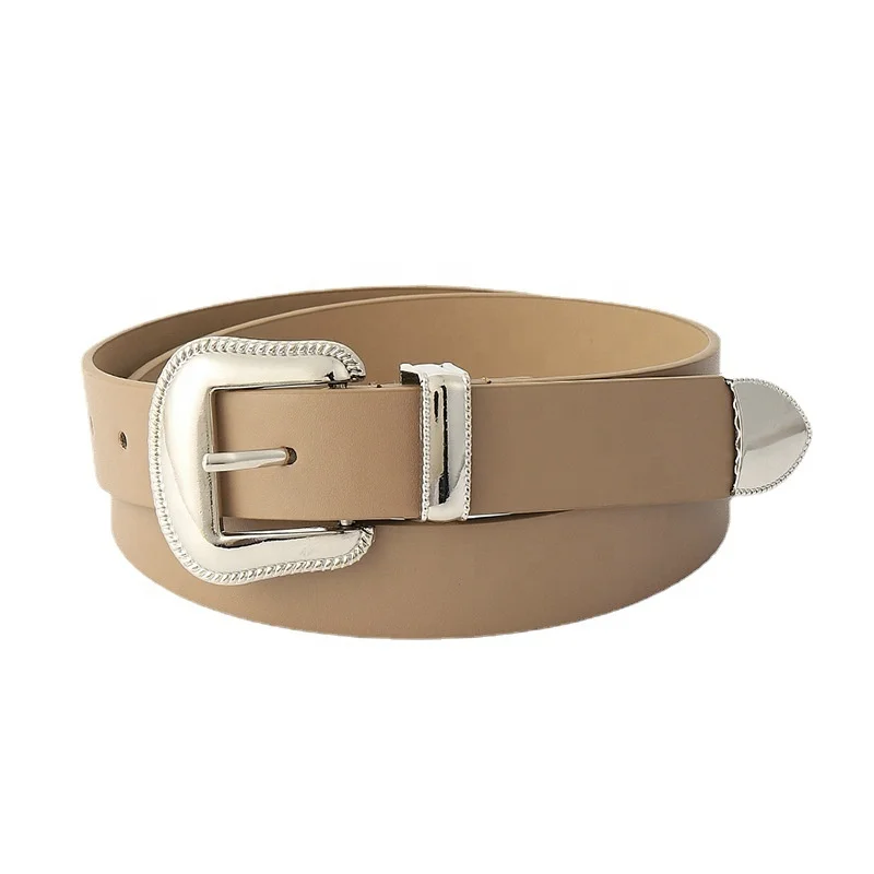 Silver Alloy Pin Buckle Belts for Women PU Leather Waist Belts Ladies Waistband for Jeans Dress