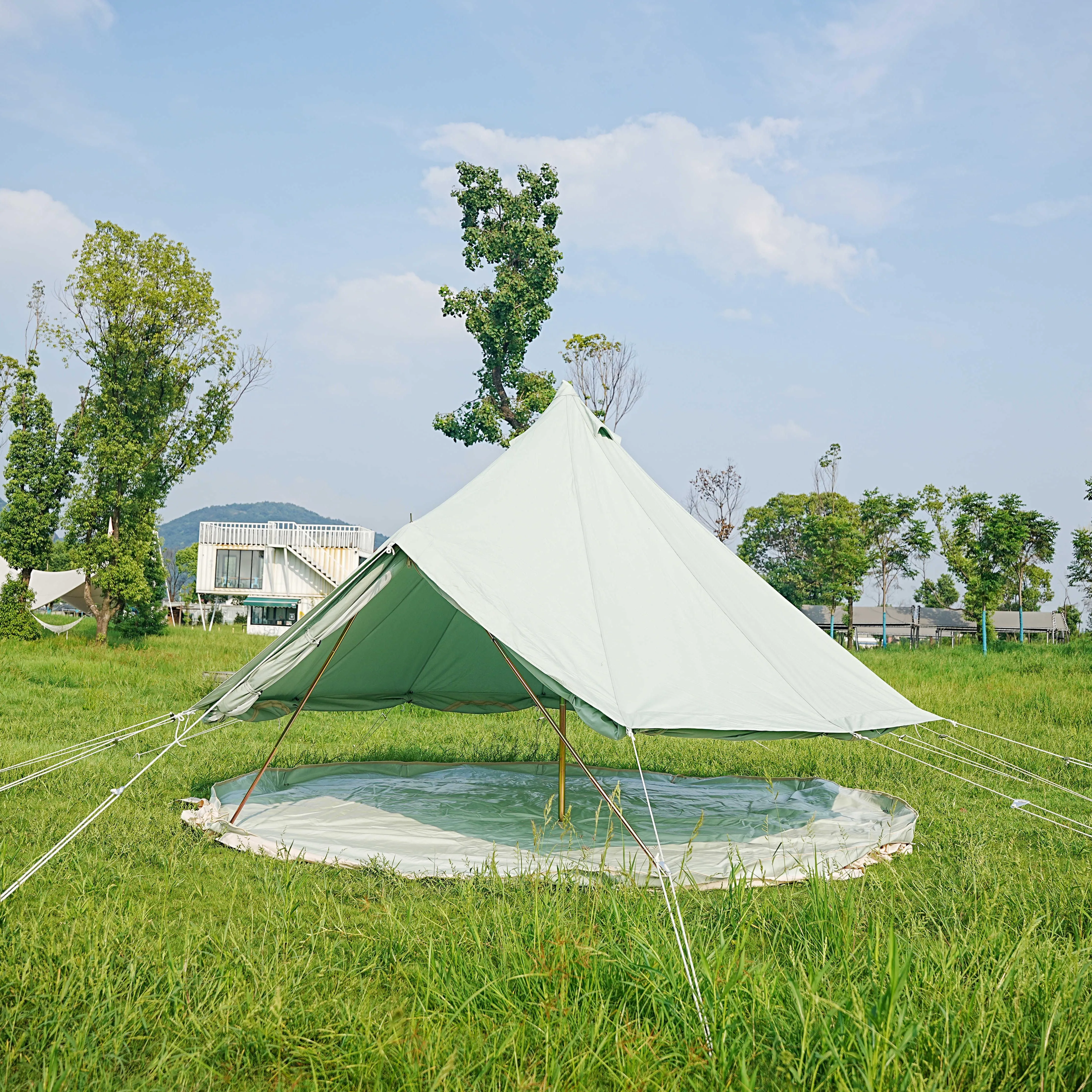 IN STOCK heavy duty outdoor camping multiple color 3m 4m 5m 6m cotton canvas bell tent glamping