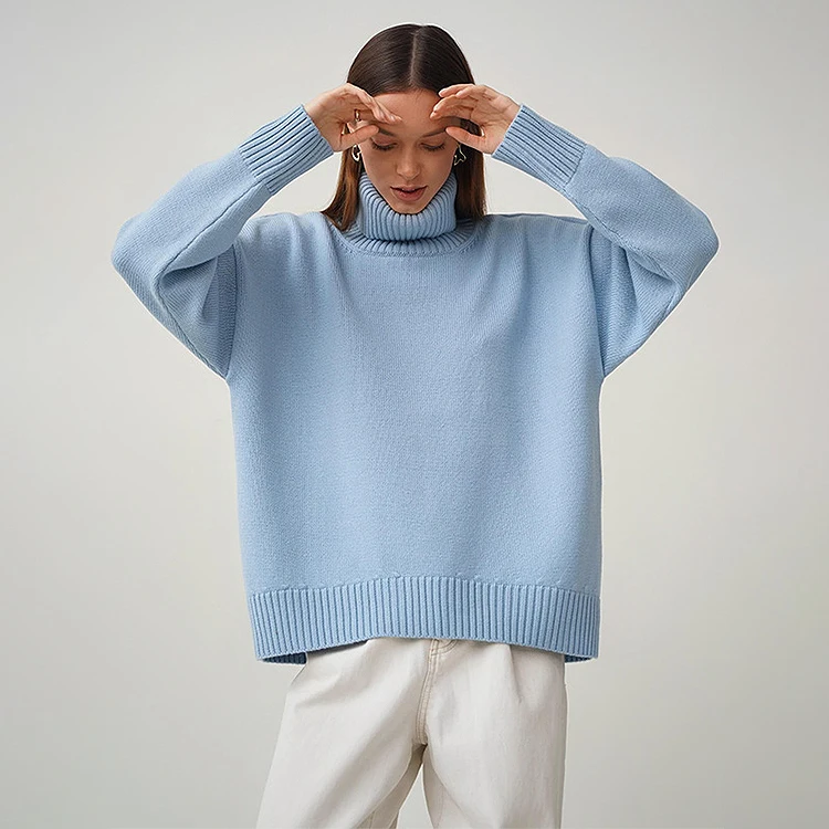 HQSLP Knitwear Women Loose Pullover Knit Sweater Sets Wholesale Soft Casual Long Sleeve Plus Size Wholesale Sweater Long Sleeve