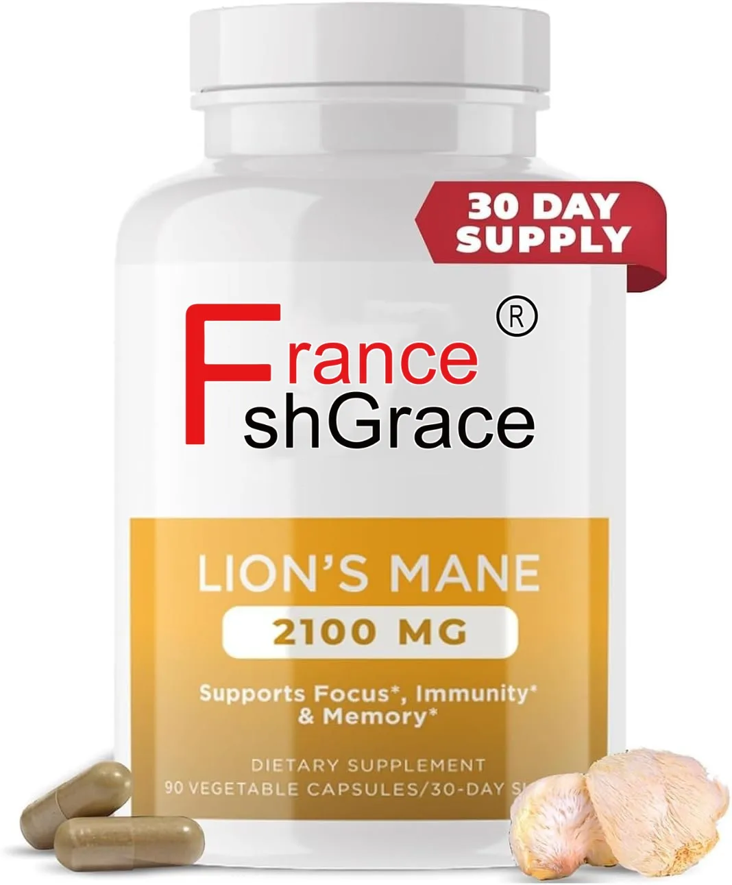 2100mg Lions Mane Capsules for Focus, Mental Clarity & Cognitive Support Nootropic Mushroom Supplement with 100% Organic Extract