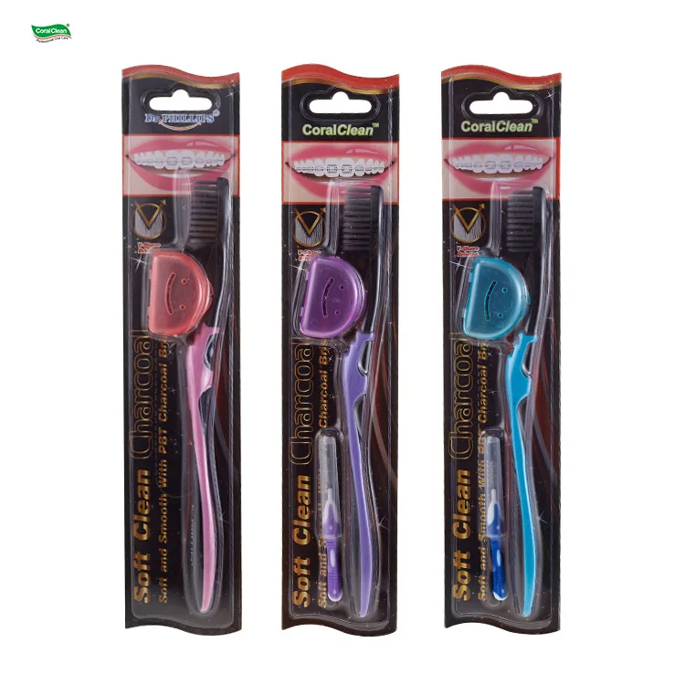 V-trim orthodontic toothbrush charcoal toothbrush ortho tooth brush dental care