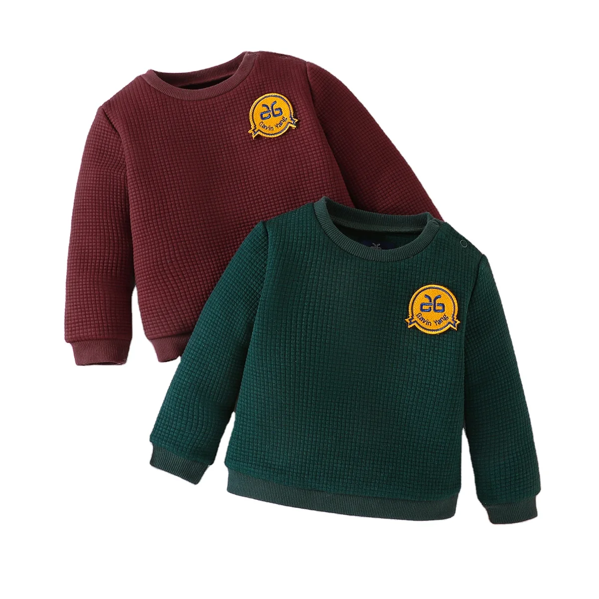 Gavin Yang Kids Boys Elegantly-Designed Hooded Jumpers Relaxed Infants Children Lengthy Sleeve Letter-Embellished Sweaters