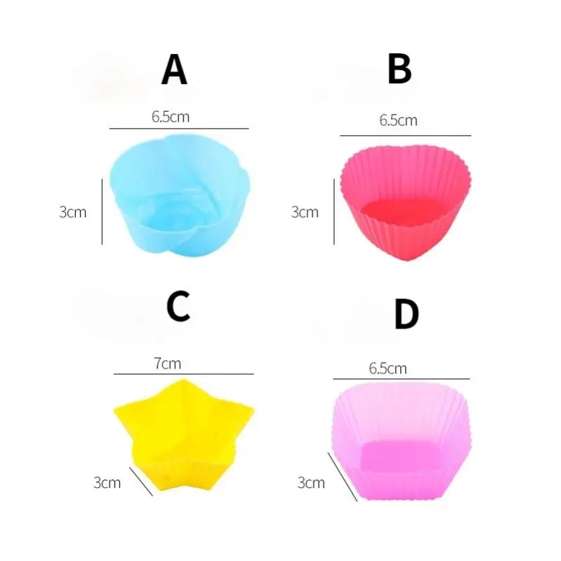 Silicone Material Muffin Cup Creative Multi-shape Cake Mold Kitchen Tool DIY Baking Mold Pudding Cake Donut Biscuit Etc R1775