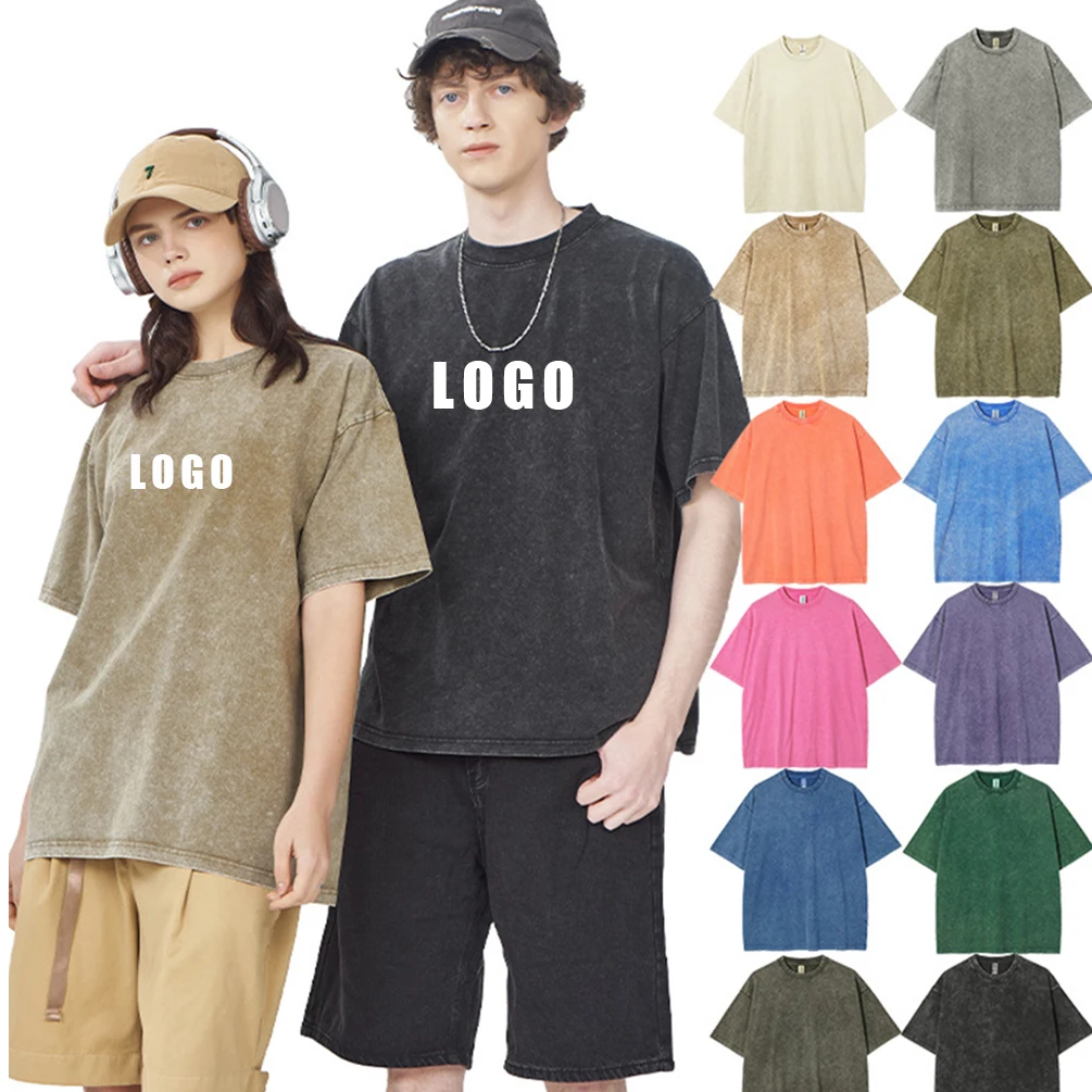 Aola 230GSM 100% Cotton Heavyweight Drop Shoulder Wash Retro Cotton Plus Size Loose T-shirt Unisex Top