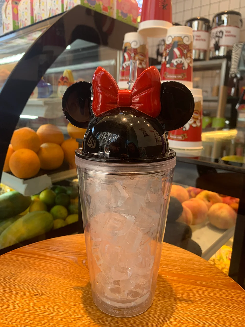 16oz Double Wall Plastic Tumbler Couples Cups With Minnie Mouse Ear Shape Lid And Straws Portable Water Cups