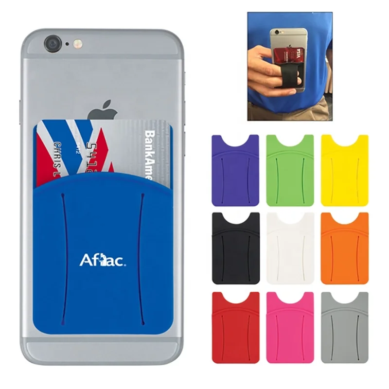 Promotional Silicone Phone Wallet with Finger Grip Slot Cellphone Smart Wallet with Logo