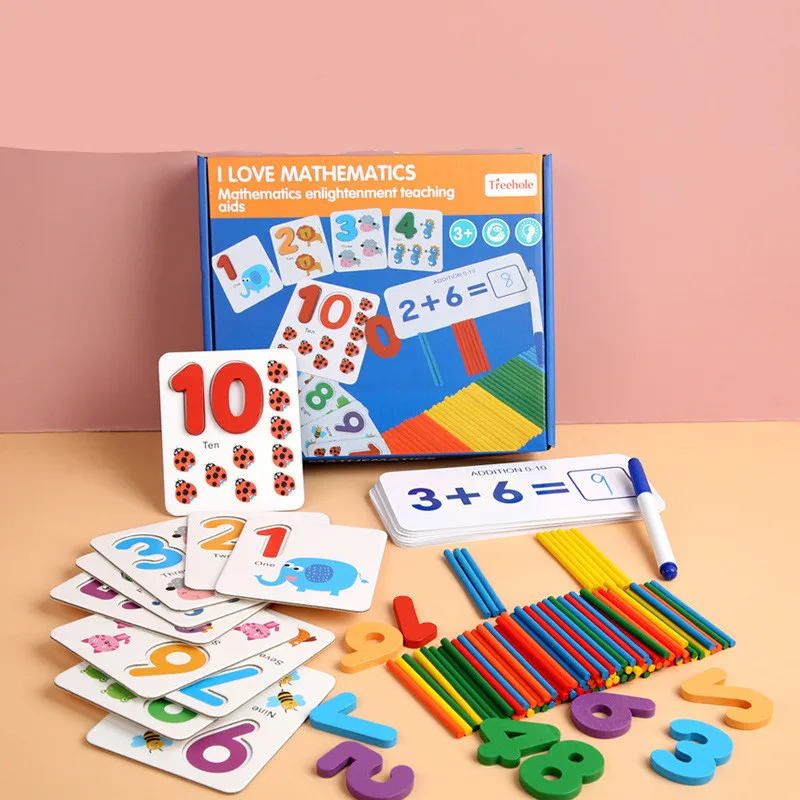 Preschool Kindergarten Wooden Number Cards Digital Matching Counting Math Learning Recognition Enlightenment Teaching Aid toys