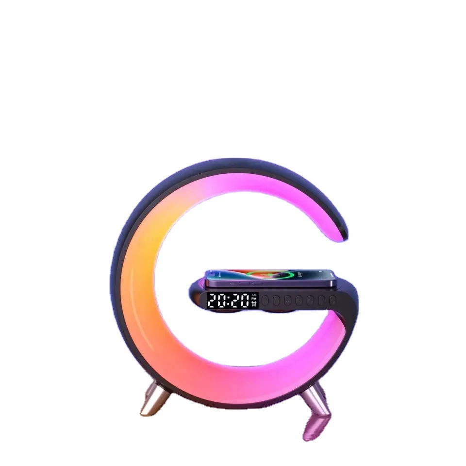 Модный bluetooth-усилитель с Rgb-подсветкой, 15 Вт, беспроводное зарядное устройство для телефона, будильник, управление через приложение