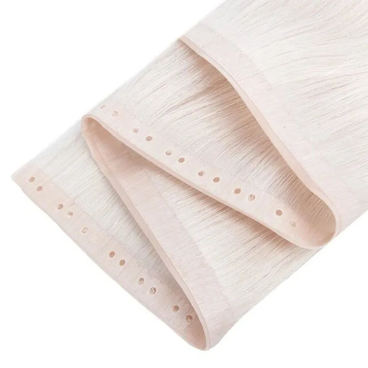 Seamless Genius NO SEWING, NO GLUE, Hole Weft ICE White Color XO injected Hair Weft 100% Human Hair Extensions 100g/Pack