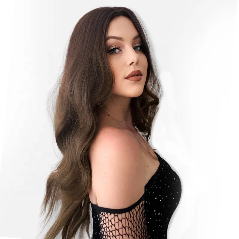 BVR Wholesale Chinese Colorable Long Body Wave Heat Resistant Synthetic Hair Wigs For White Woman