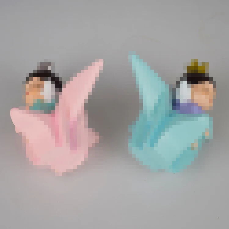 
PVC baby toys decorate cake birthday boy and girl sit on paper crane cake topper 