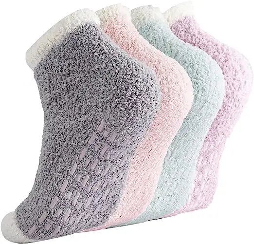 OEM Super Soft Plush Slipper Sock Cozy Winter Fuzzy Grip Slippers Fluffy House Non Skid Microfiber Socks
