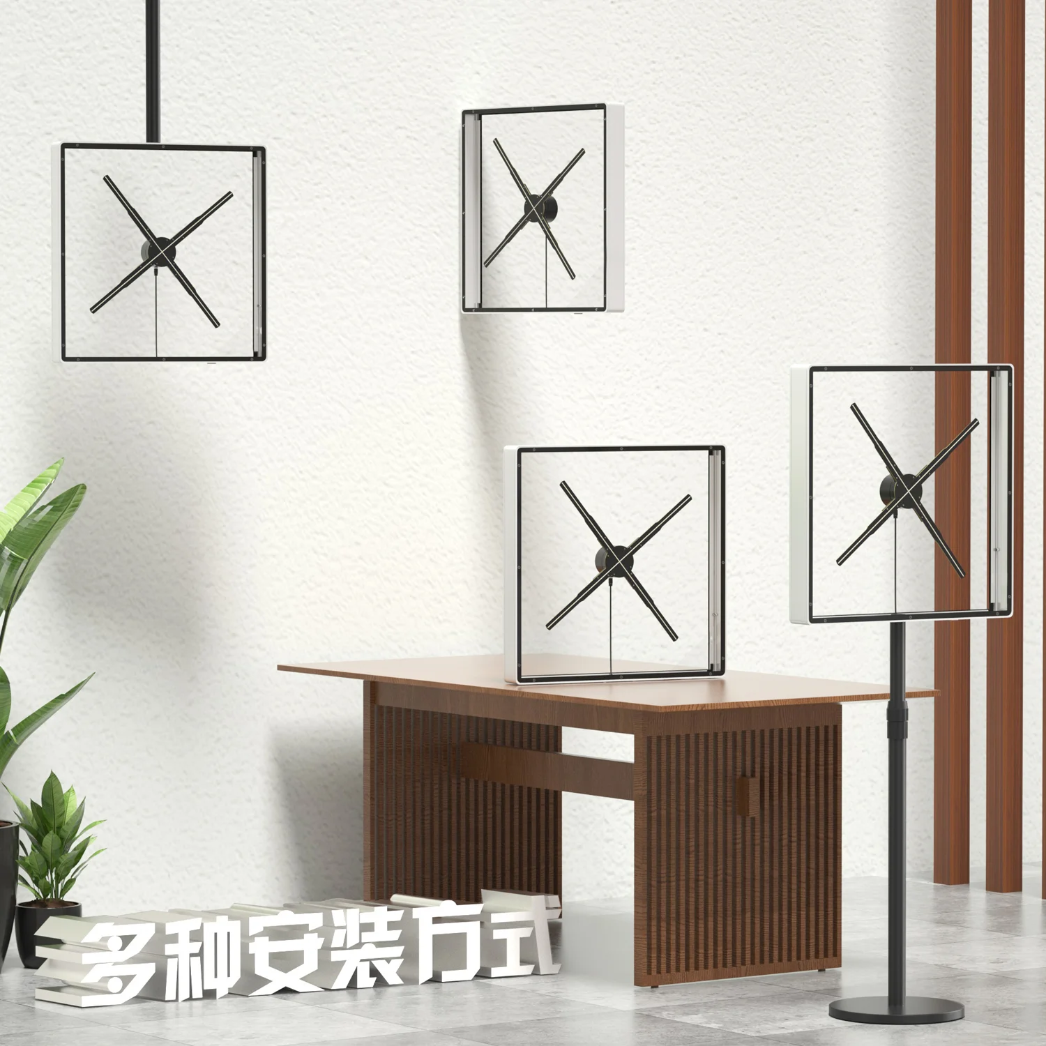 High tech advertising 3d hologram fan 4 blades 56cm holographic fan 3d hologram projector Naked Eye Stereo 3d hologram fan