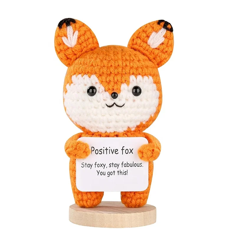 Knitted Positive Highland Cow Crochet Inspirational Knitted Doll with Positive Card Positive Cow Uplifting Knitted toy Gift