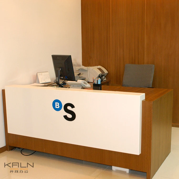 hot selling factory direct price customized green material solid wooden reception table office small lobby desk front counter