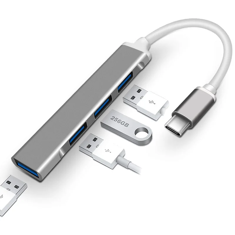 Заводская цена USB3.0 мини концентратор из алюминиевого сплава Тип c 4-портовый разветвитель 1 перетаскивание 4