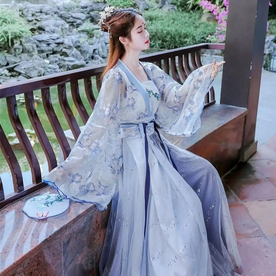  Женское традиционное китайское свадебное платье Hanfu Осенние фантастические карнавальные сказочные костюмы династии Тан наряд для