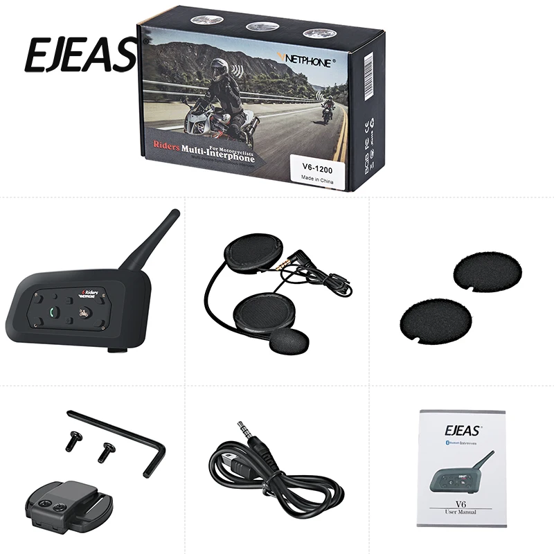  Vnetphone V6 6 riders 1200m водонепроницаемый мотоциклетный шлем внутренняя связь