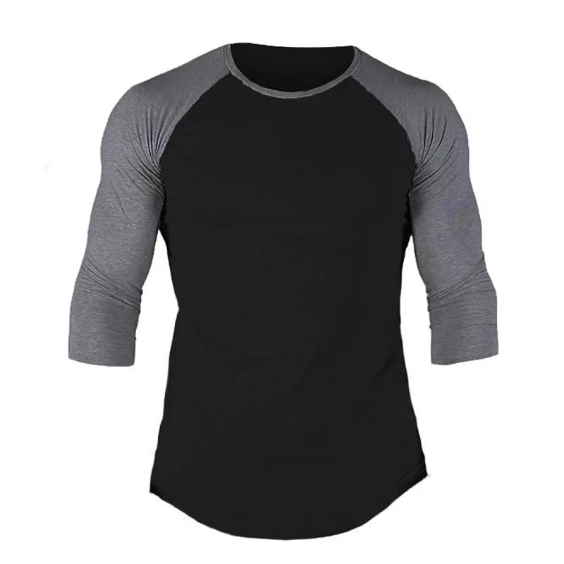 High Quality Long Sleeve T-shirt Custom Logo Gym 95% Cotton T Shirt Men Factory Made Shirts